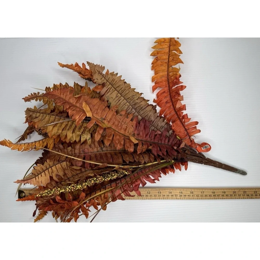 Hobby Lobby Set of 3 Orange Boston Fern Berry Bush Fall Autumn Faux Floral NEW